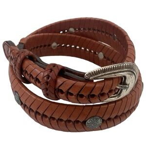Vintage 1993 Western Brown Leather Silver Studded Belt